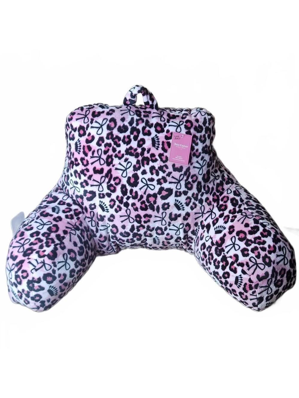 Juicy Couture Pink Leopard Bed Rest Pillow Phone Pocket Y2K McBling